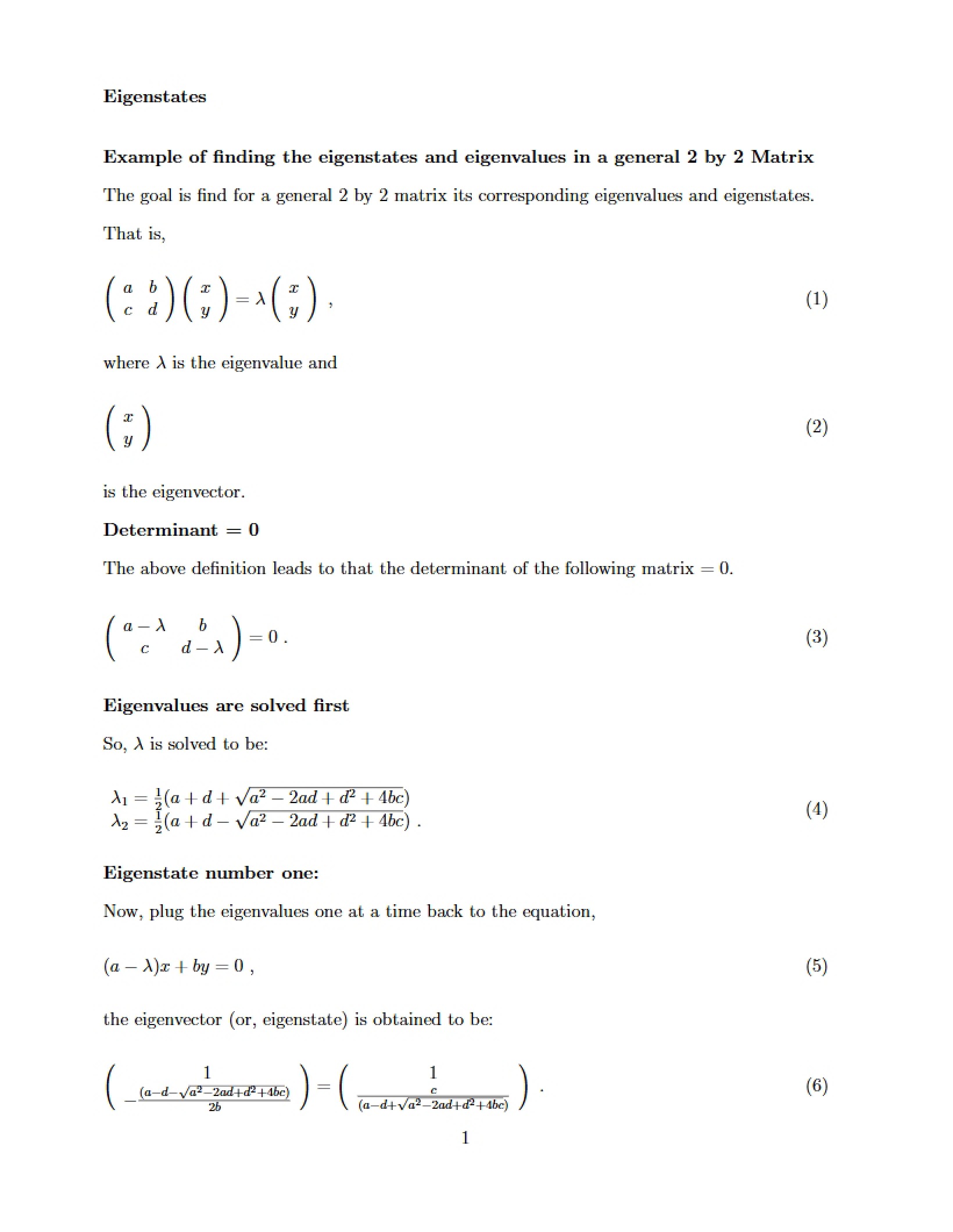 Overview of Eigenstates