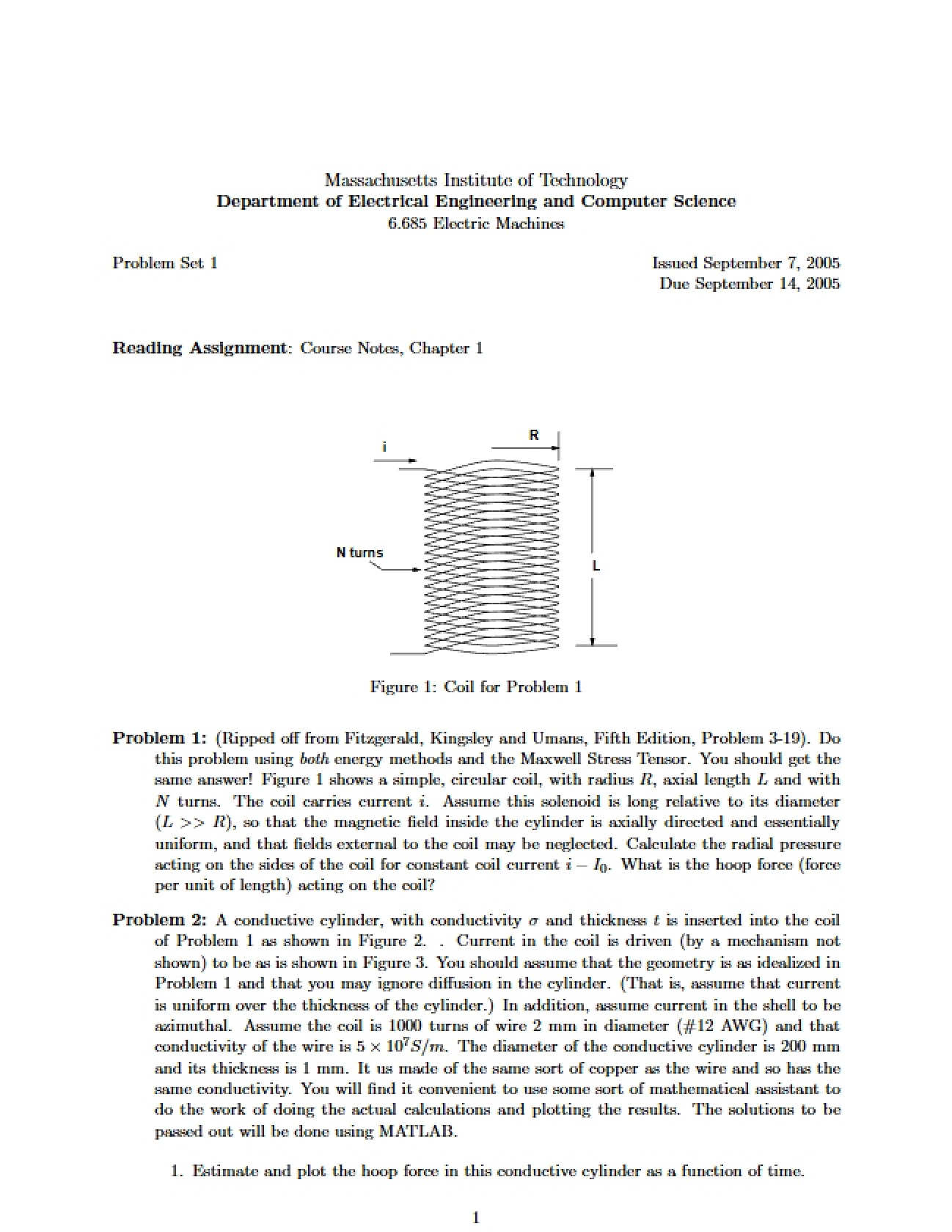 First Assigned Problem Set
