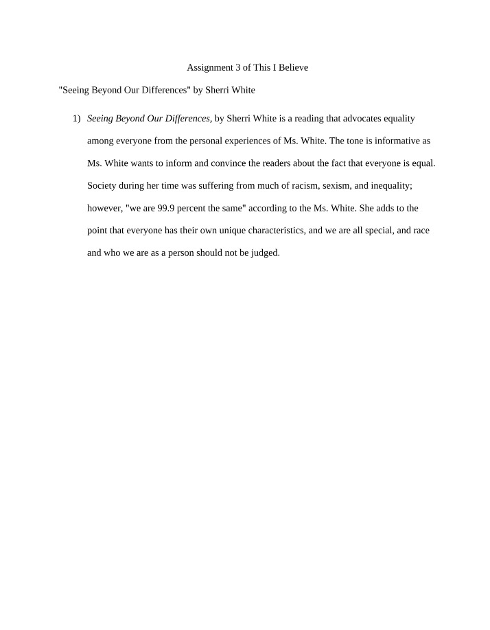 Response 3 - This I Believe