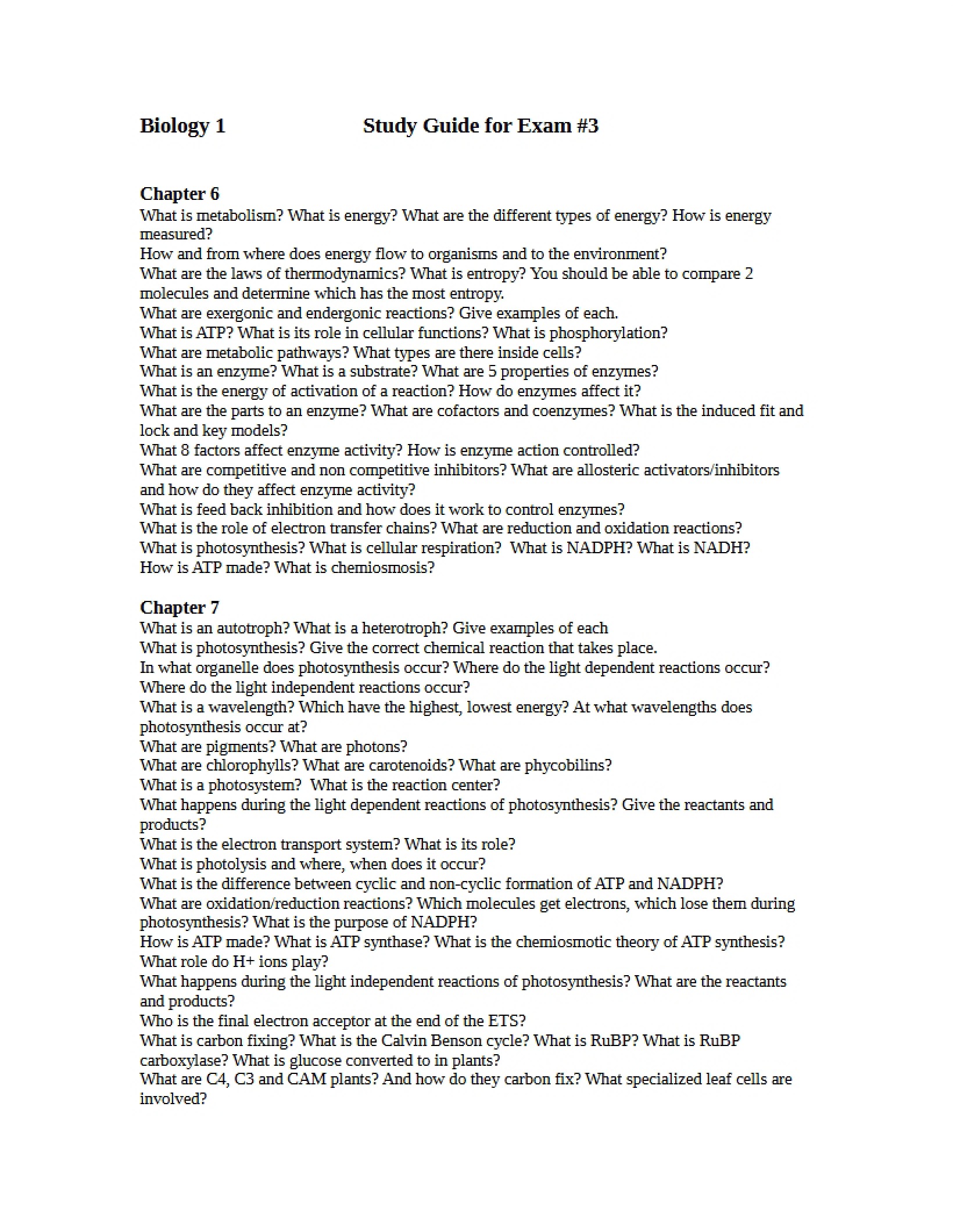 General Biology Lecture Notes