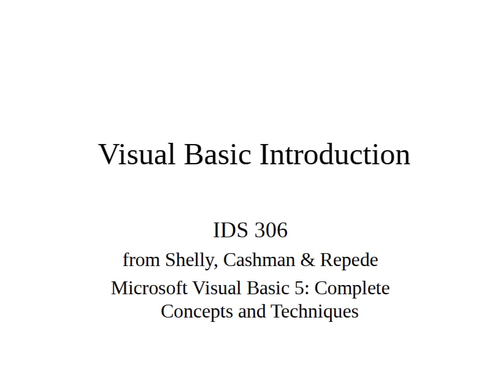 Introduction to Visual Basic