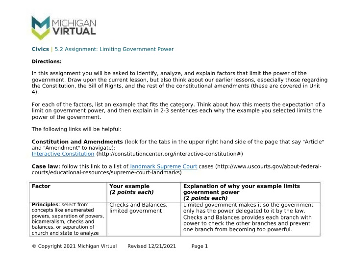 Analyzing Factors Limiting Government Power in the Constitution