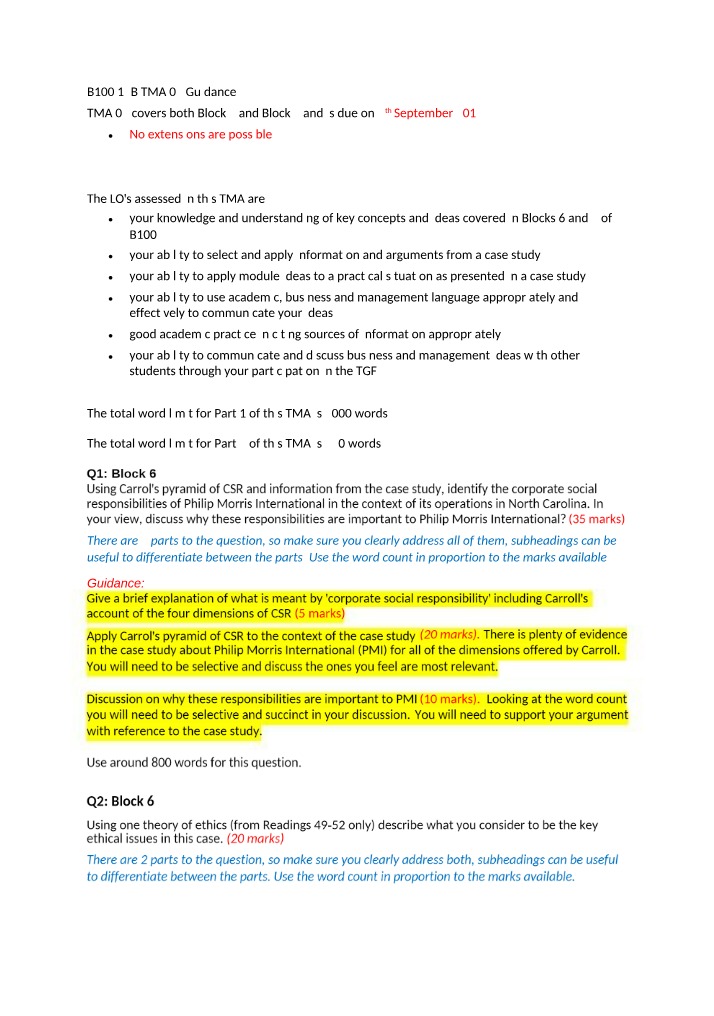 19B Guidance for TMA 05