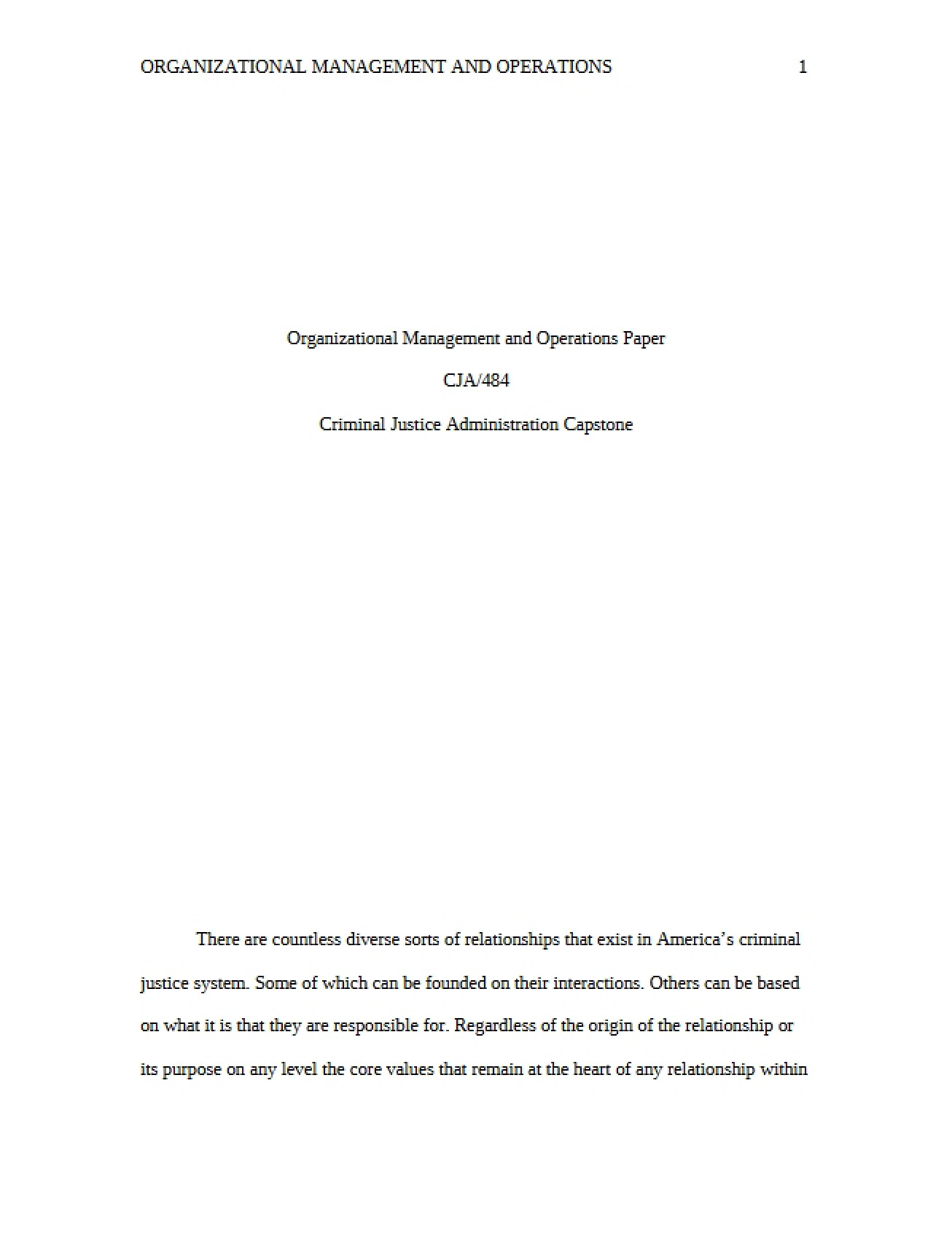 Paper on Operations and Org Management