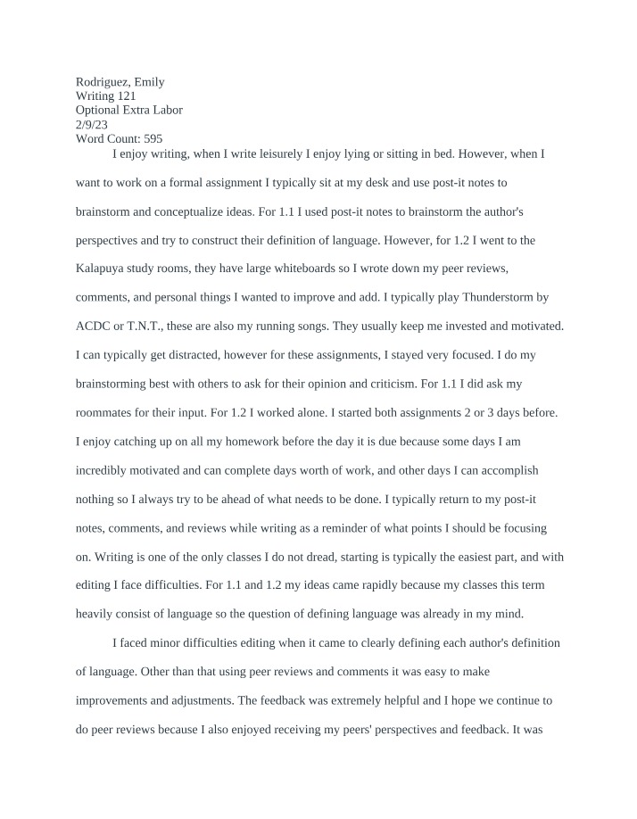 Writing Assignment (Optional)