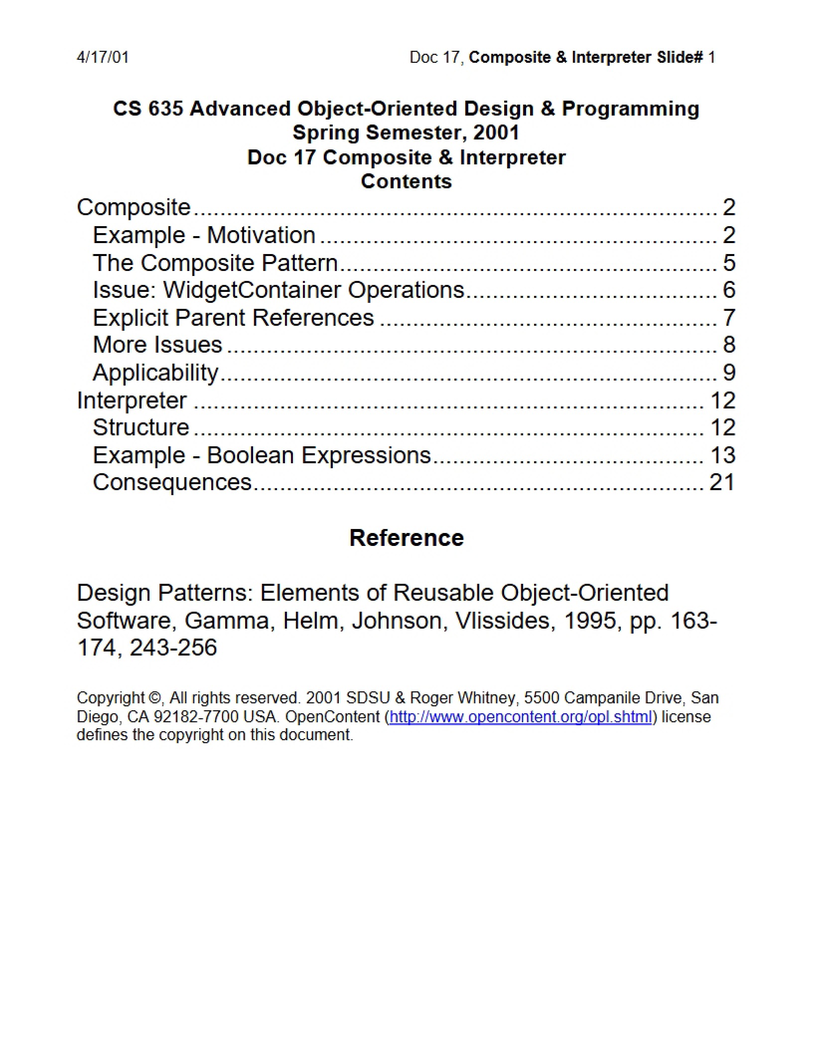 Interpreter and Composite Patterns