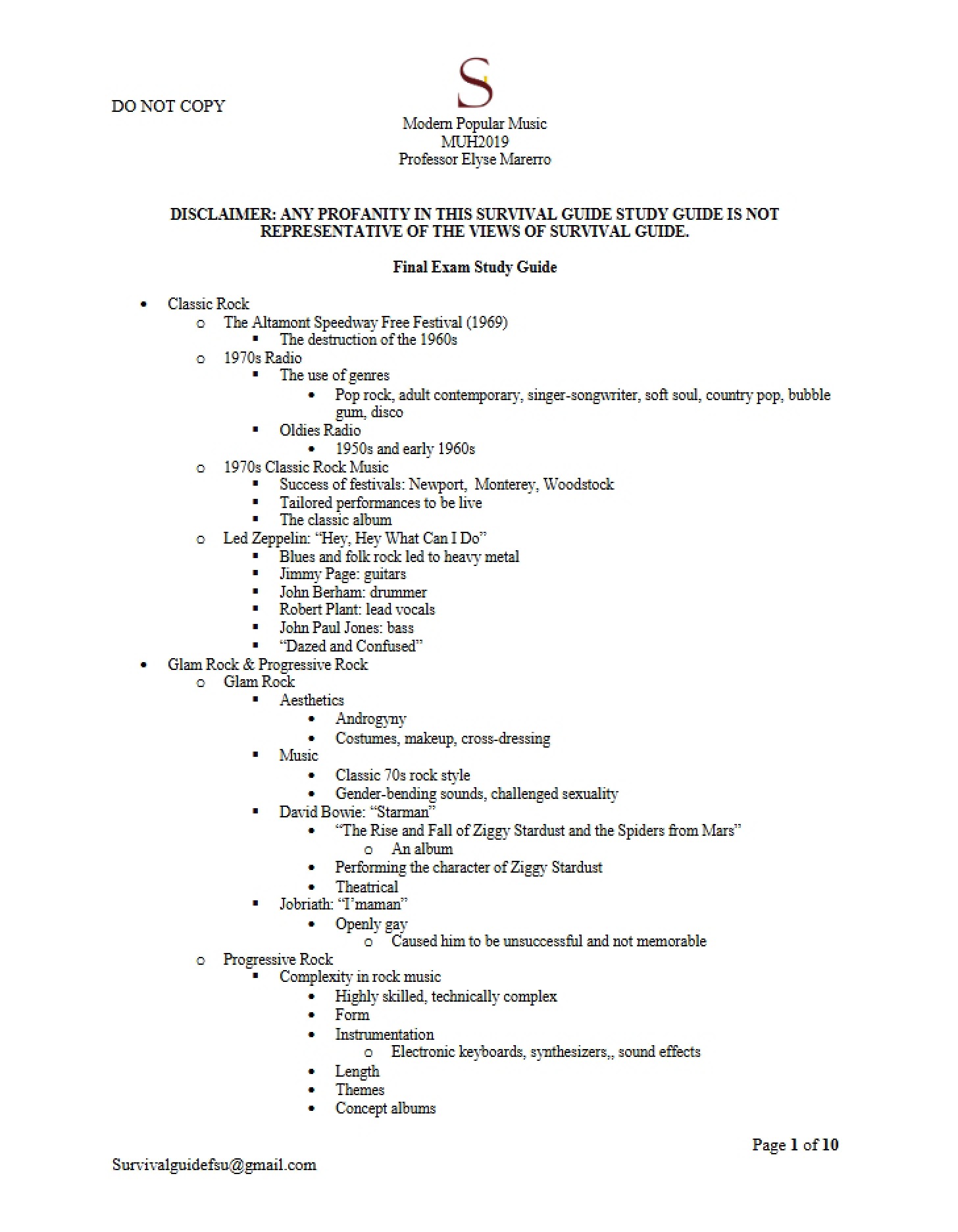 Study Material for Final