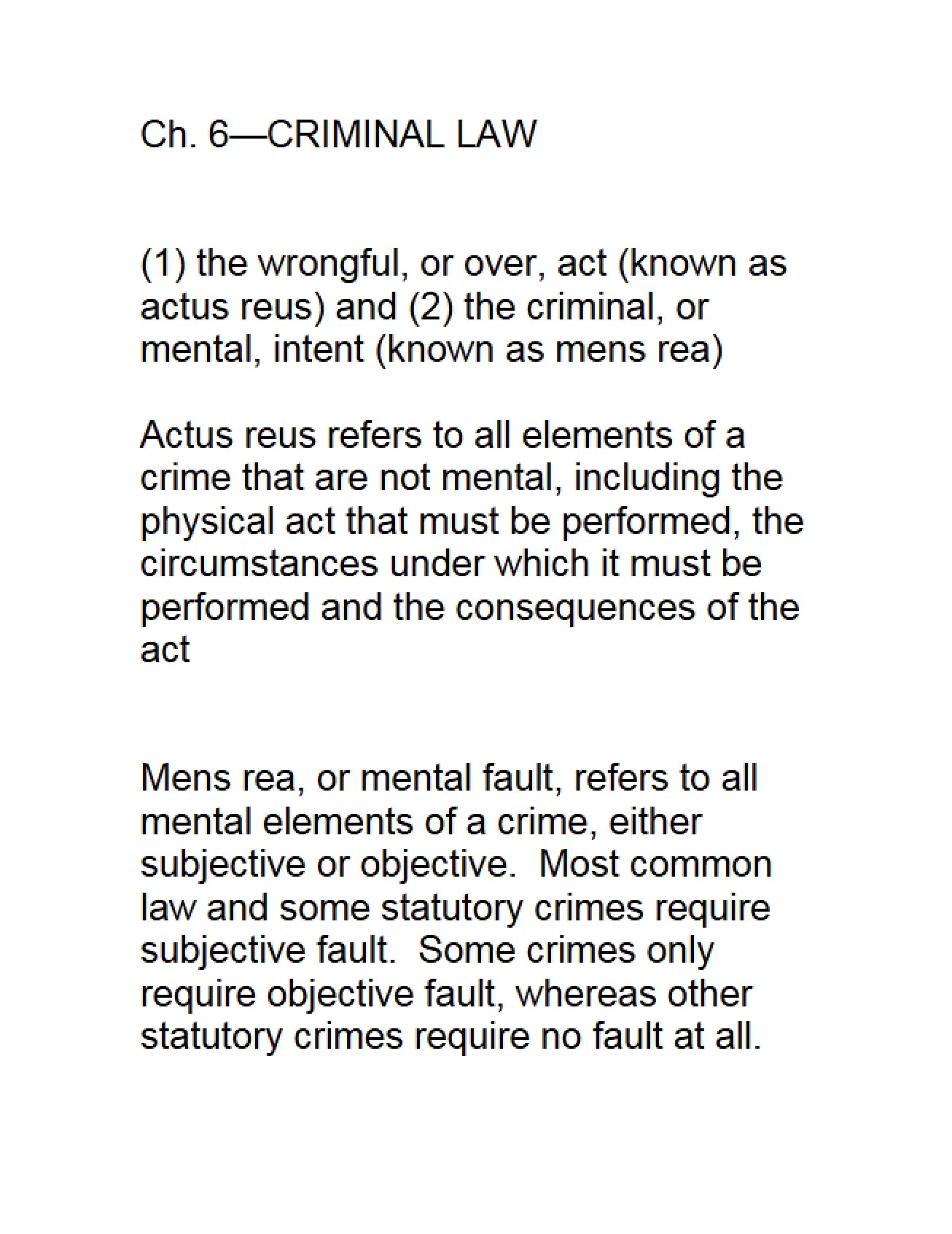 Criminal Law - Chapter Six