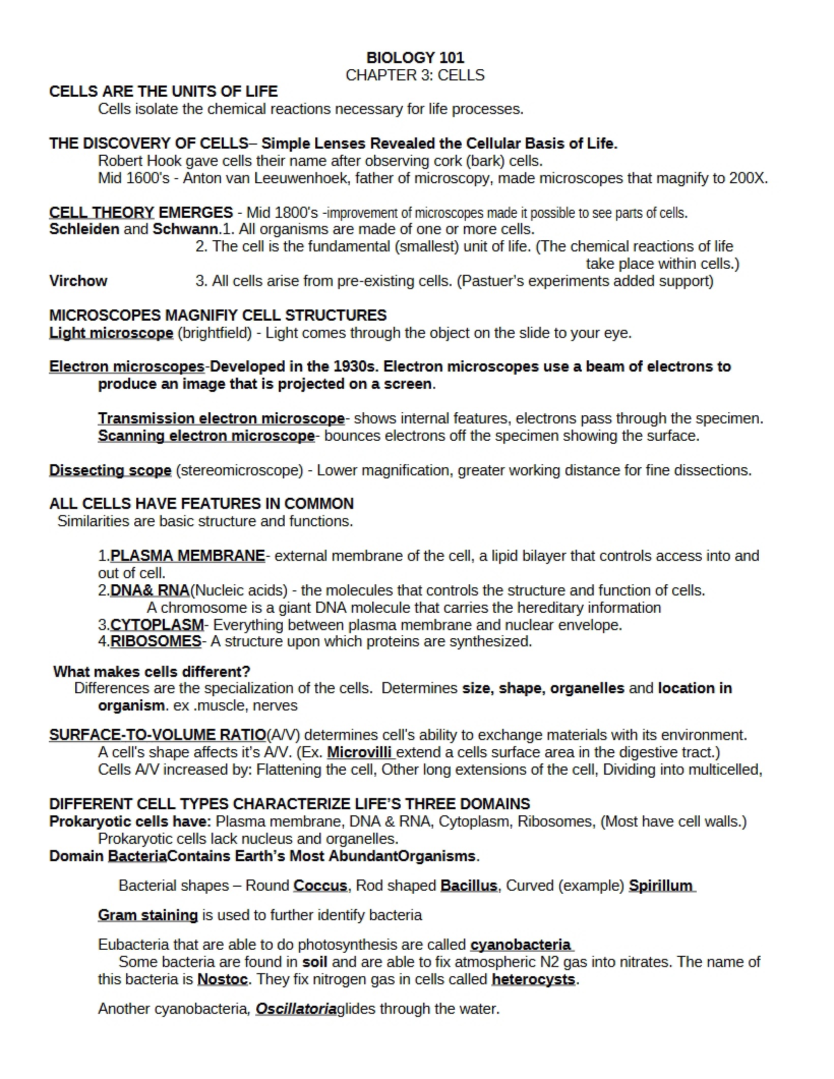 Cellular Biology Chapter 3
