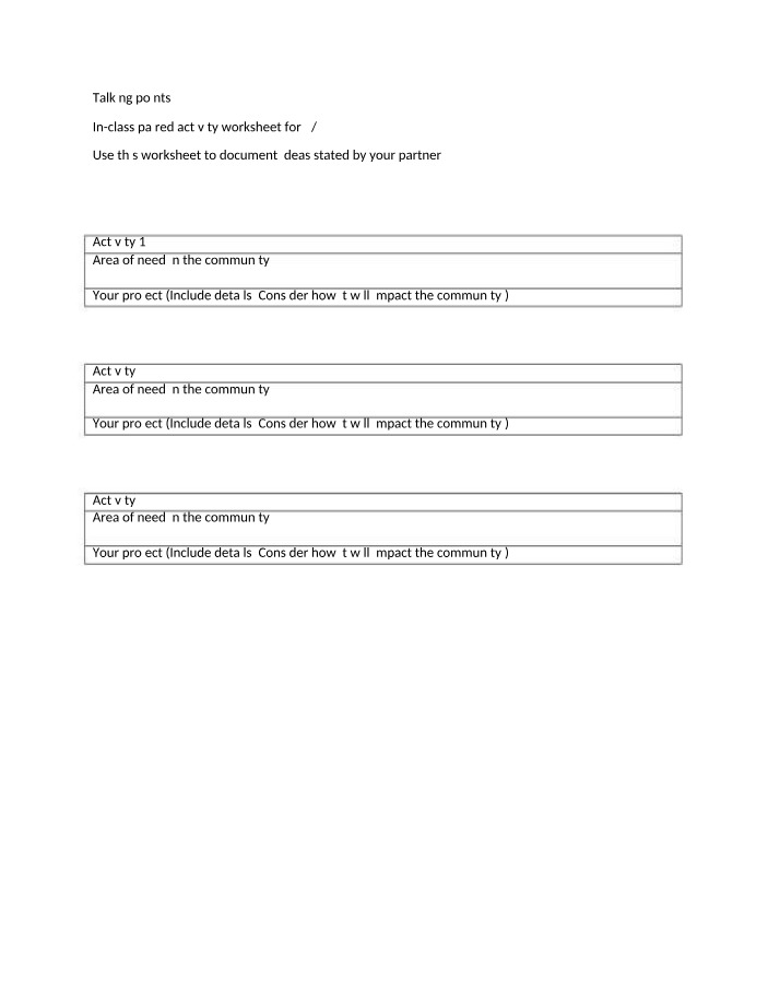 Worksheet - Identifying Community Needs and Impactful Projects