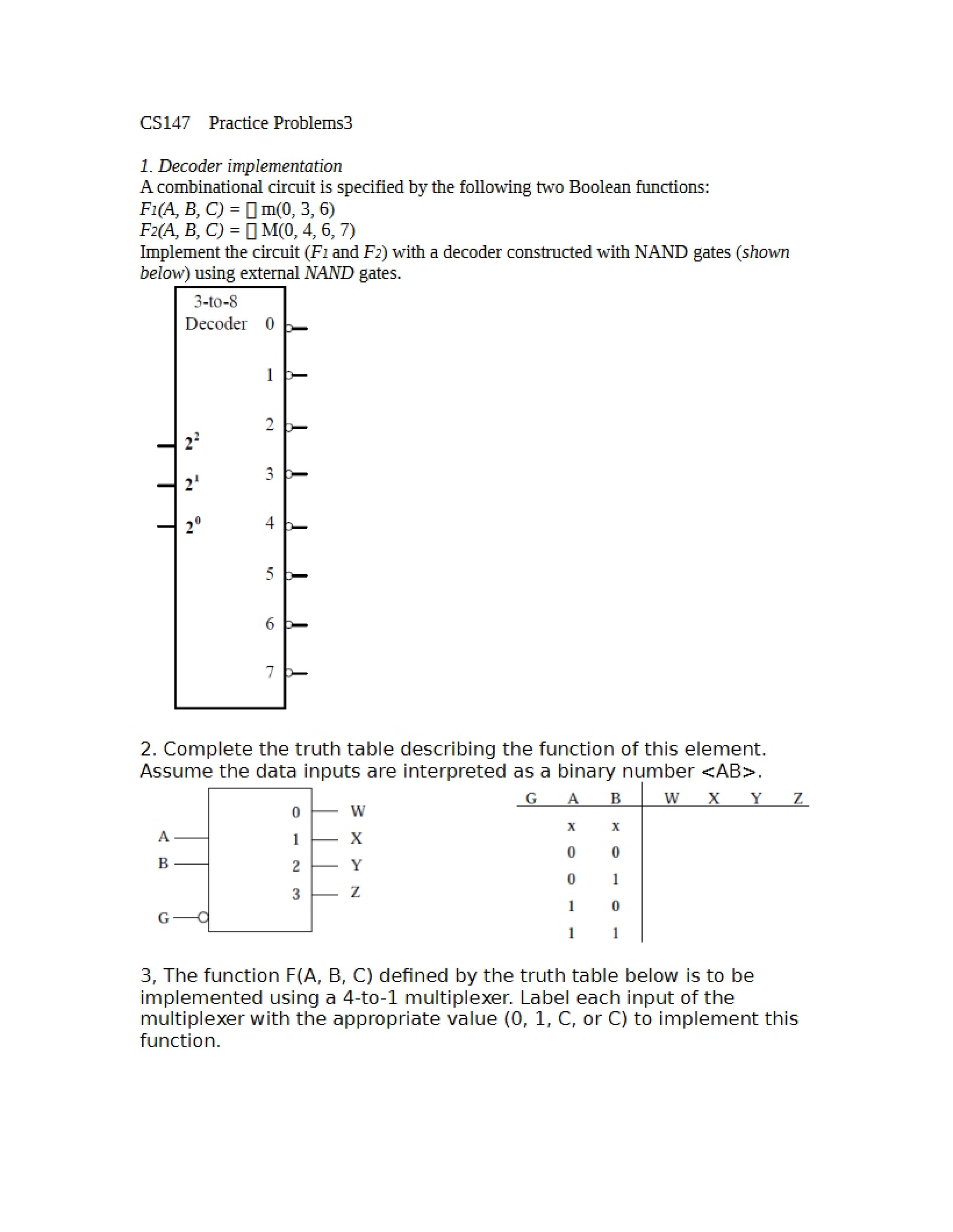 Third Set of Practice Problems