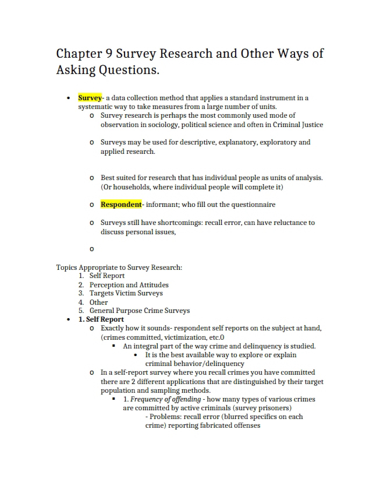 Overview of Survey Research Ninth Chapter