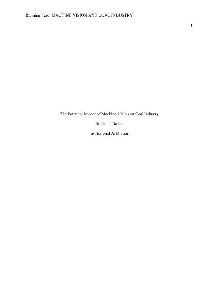 Impact of Machine Vision on the Coal Industry