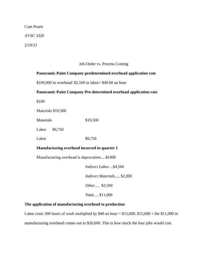 Comparative Analysis of Job-Order and Process Costing