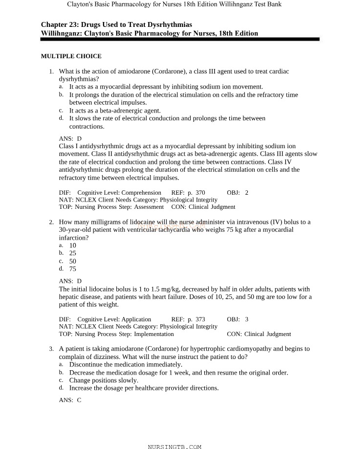 Willihnganz Chapter 23 Test Bank
