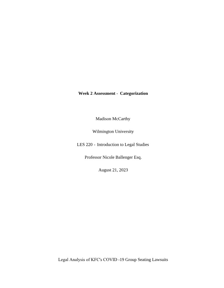 KFC COVID-19 Group Seating Lawsuits - A Legal Analysis