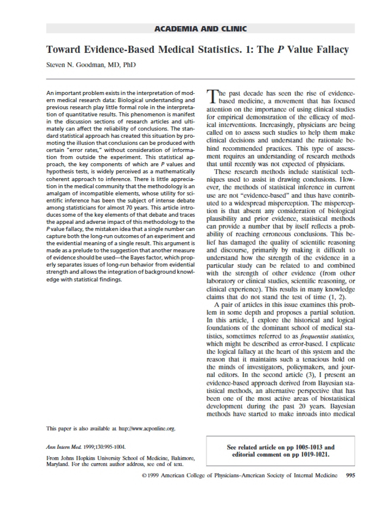 P Value Fallacy Evidence-Based Medical Statistics (Part 1)