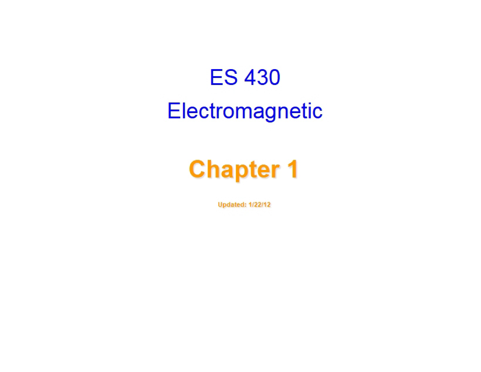 Electromagnetic Theory Chapter 1
