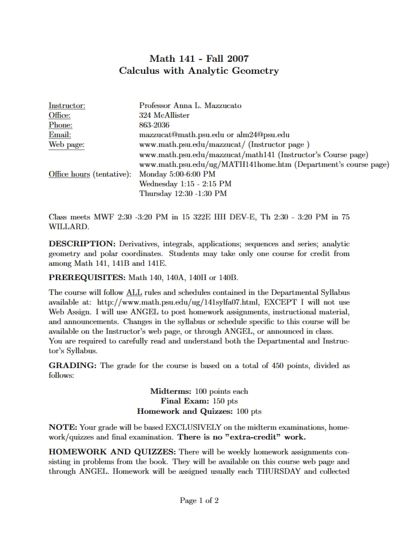 Analytic Geometry and Calculus