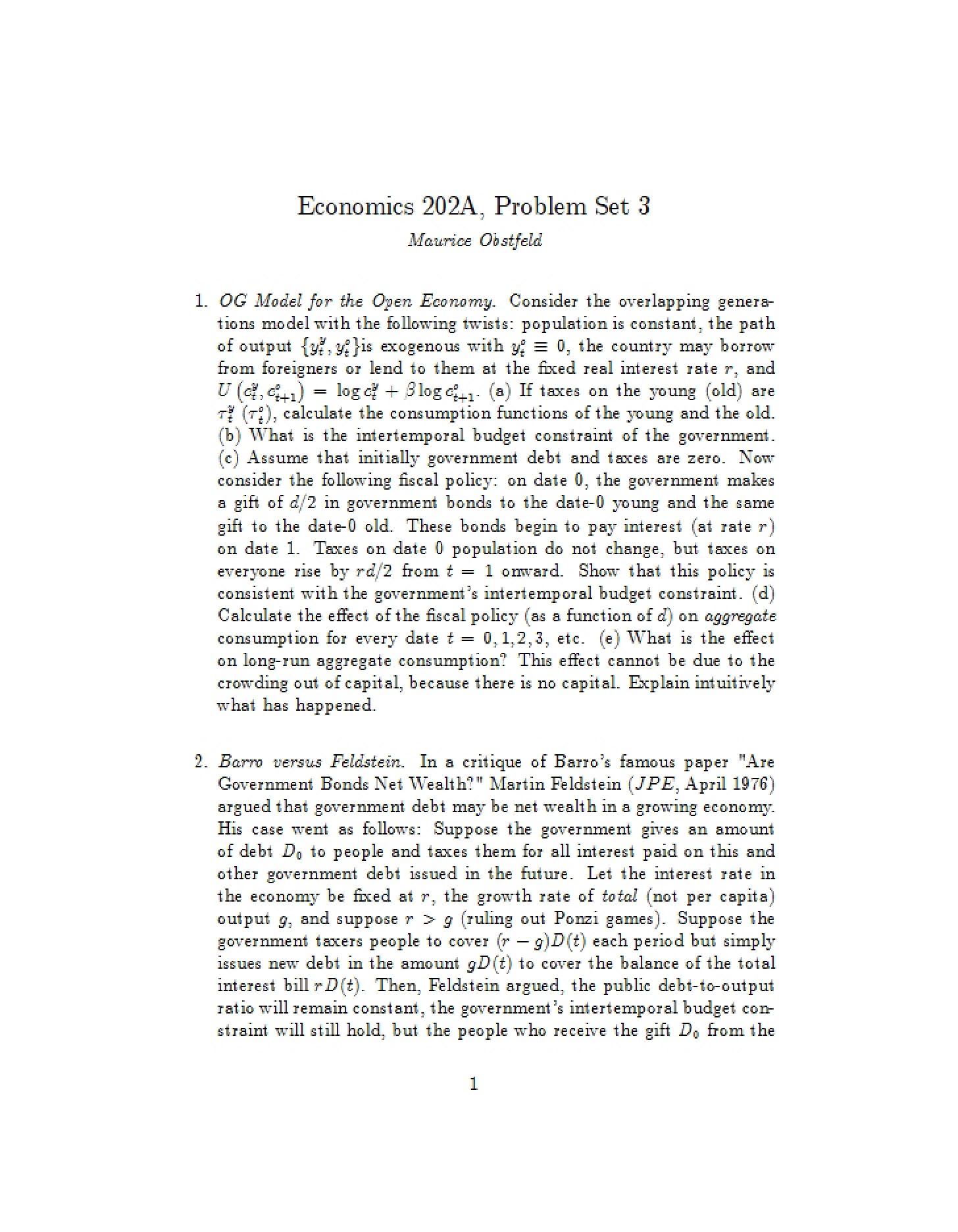 Problem Set 3 - Economics 202A