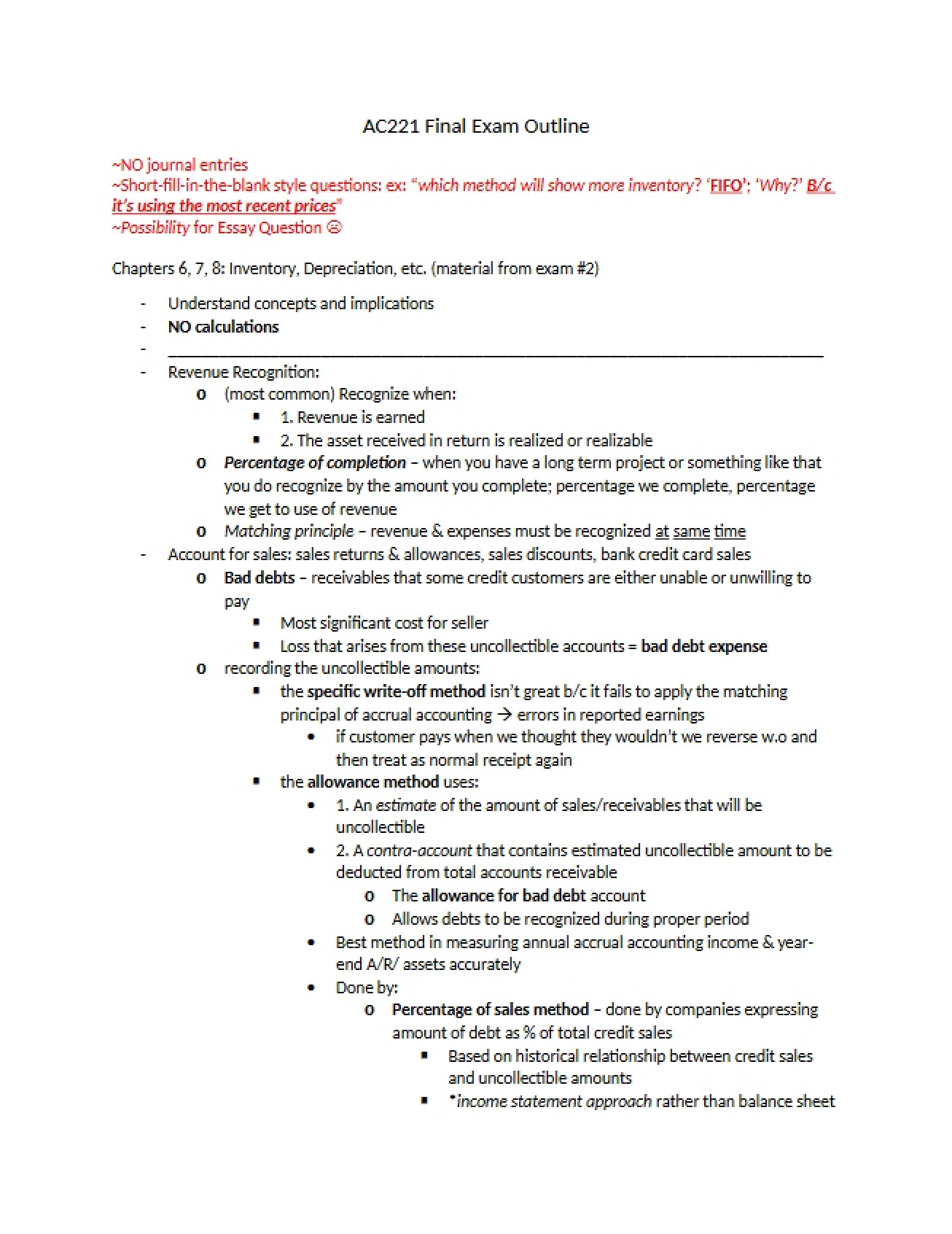 Financial Accounting Final Exam