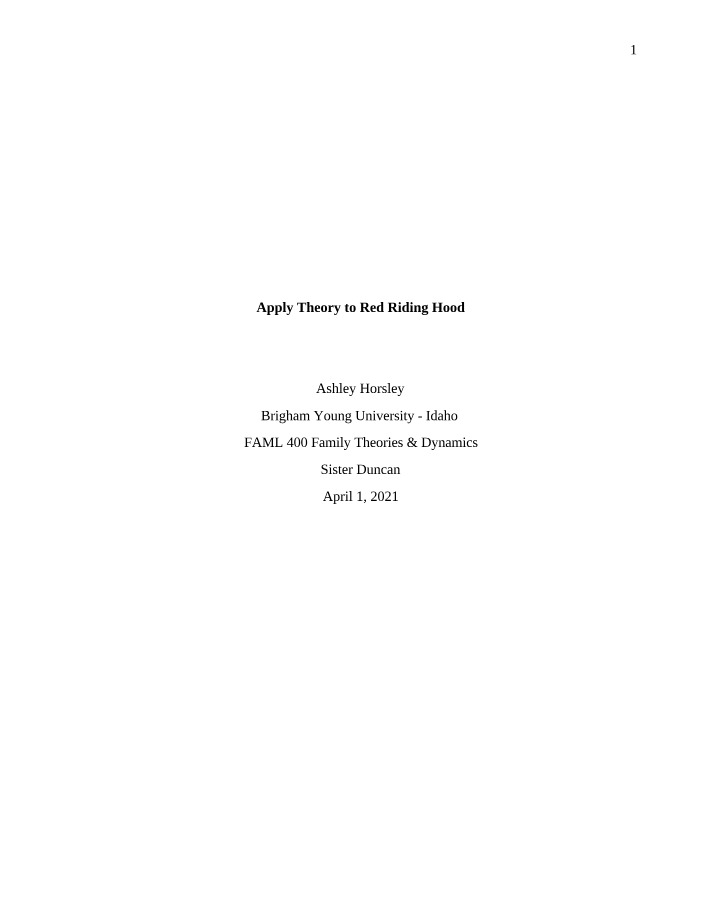Theory Application - Red Riding Hood