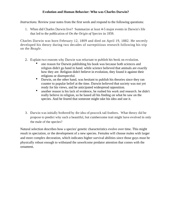 Who Was Darwin CTA Part 1