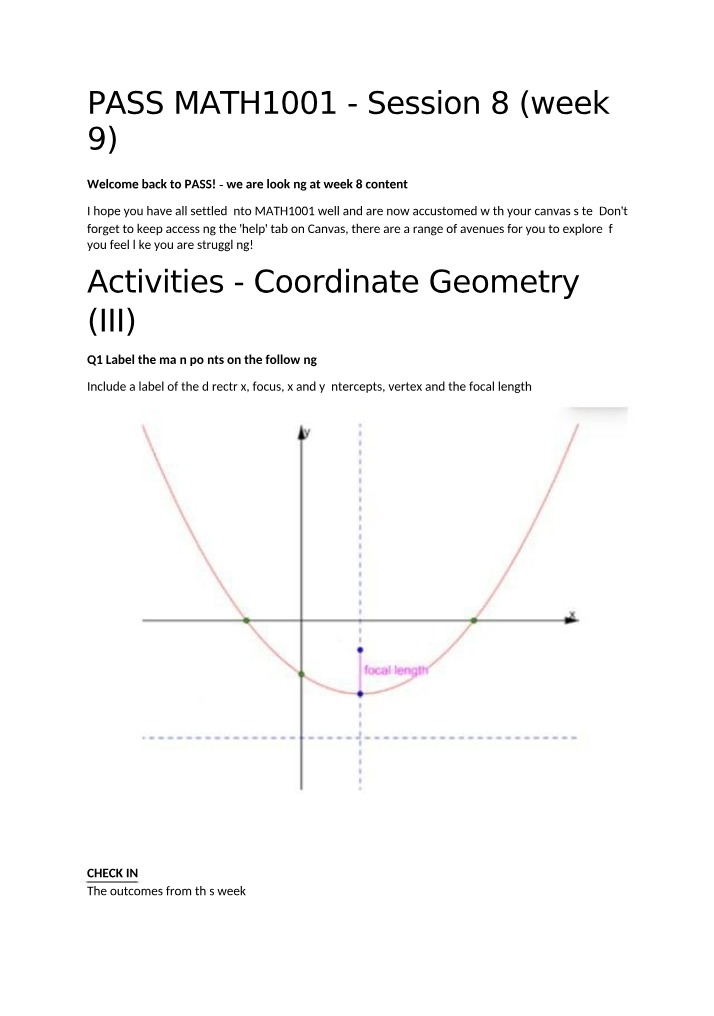 Questions for Session 8 - PASS MATH1001