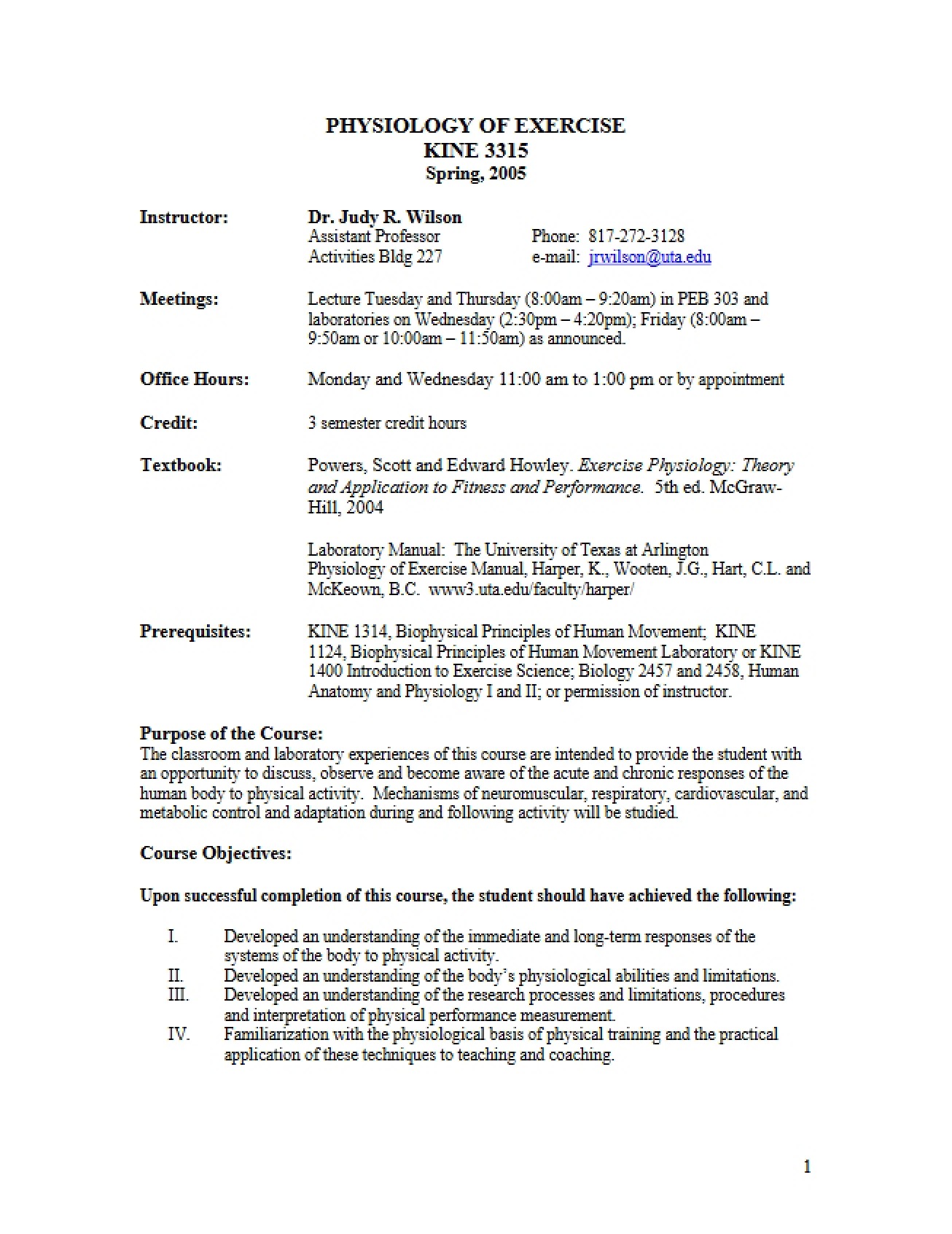 Syllabus for Kinesiology 3315
