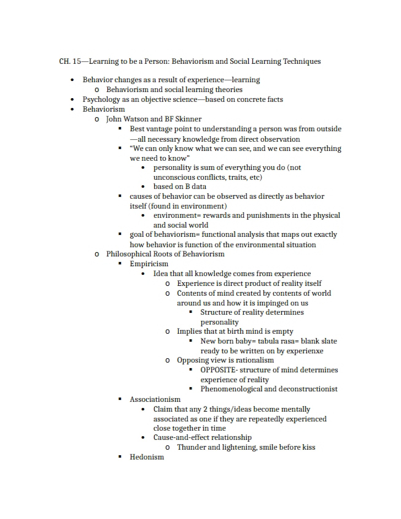 Textbook Notes Chapter 15