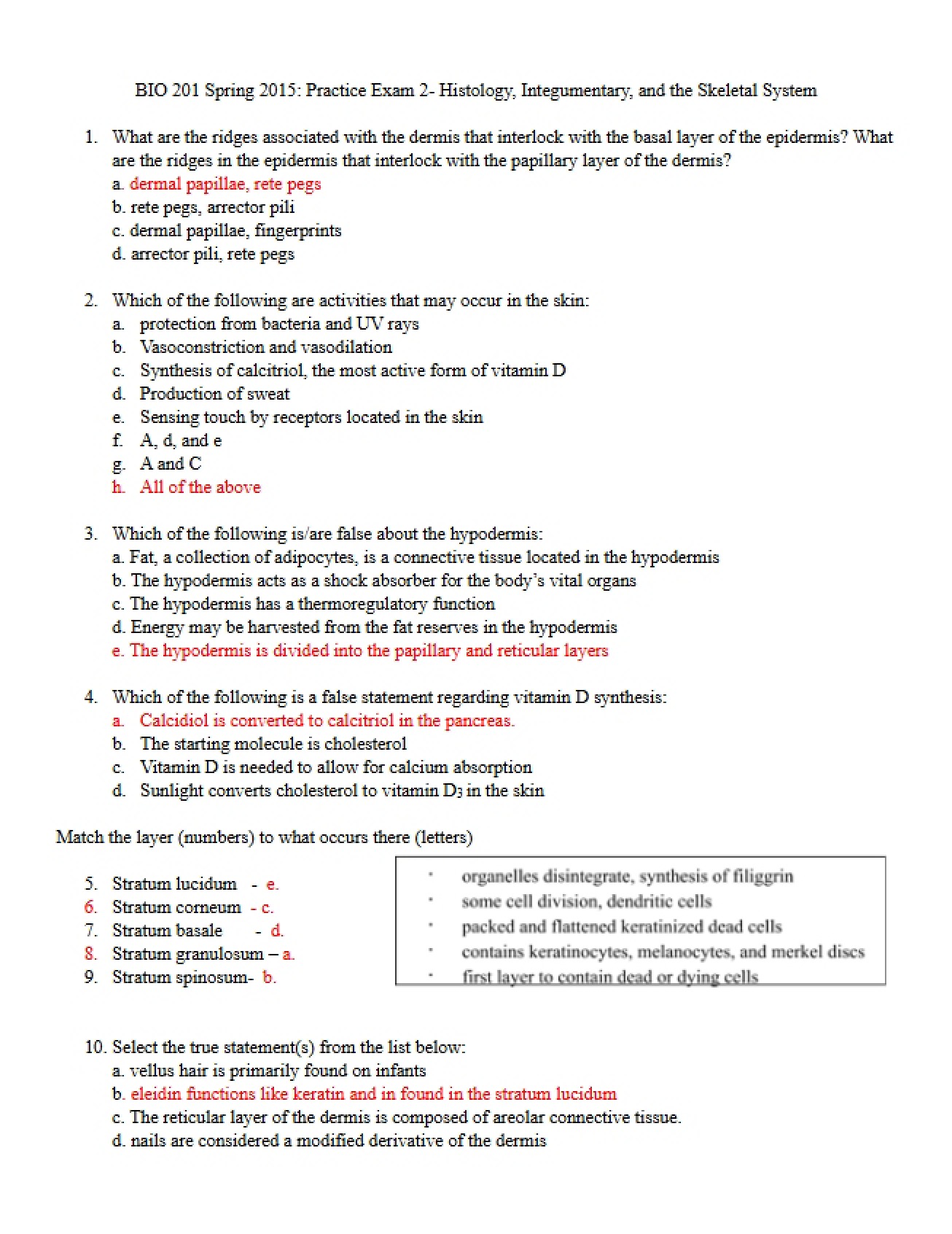 Spring 2015 Practice Exam Two Keys