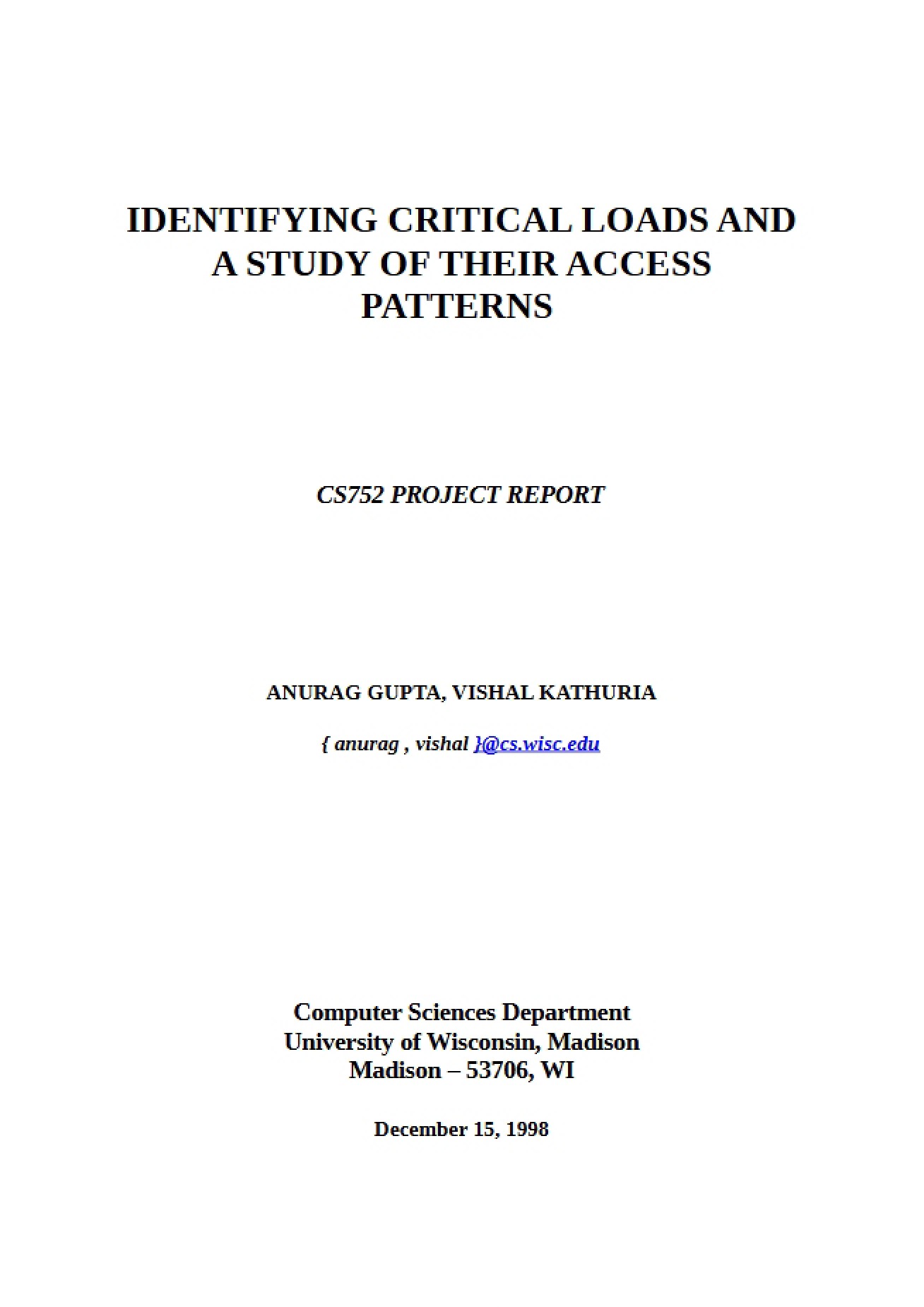 Study of Access Partners and Critical Load Identification