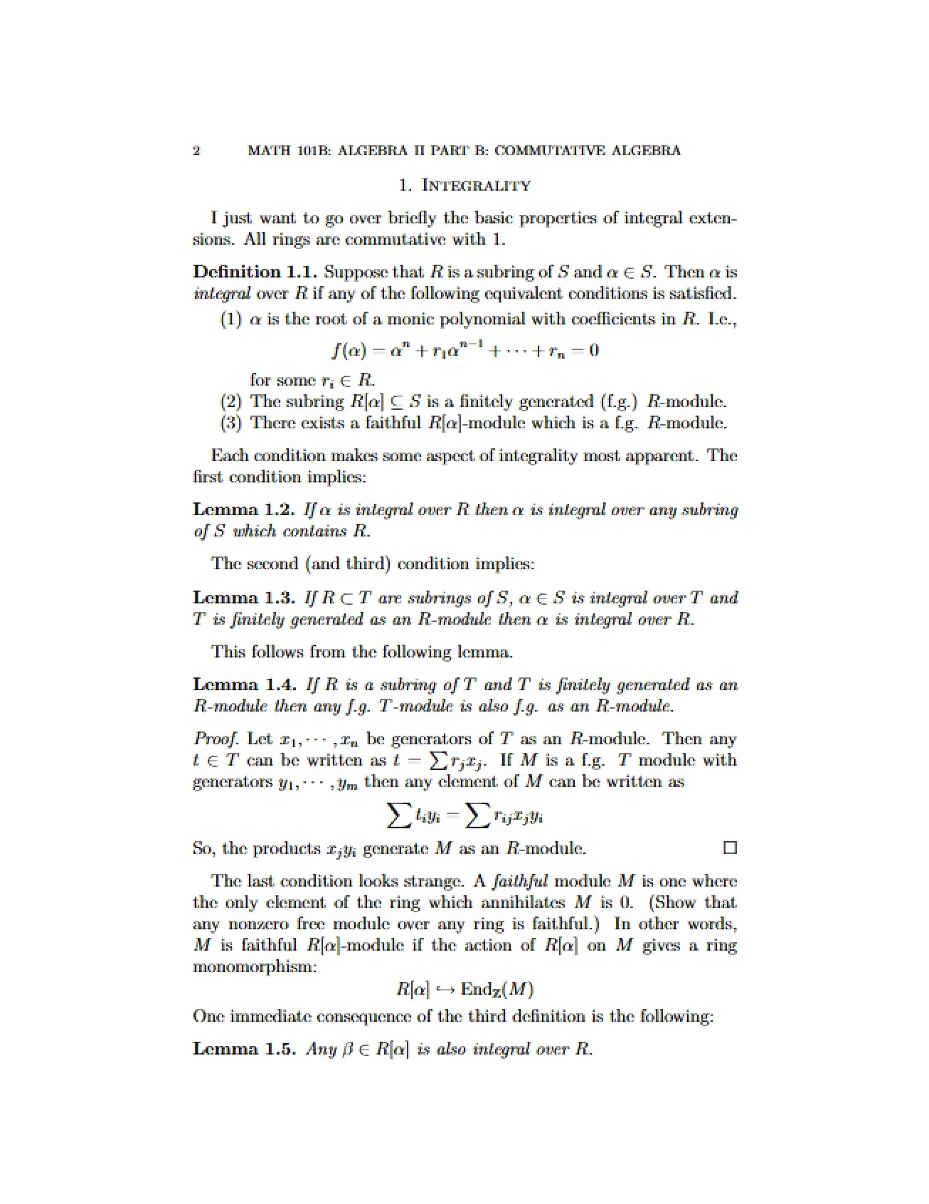 Commutative Algebra Part B - Part 2