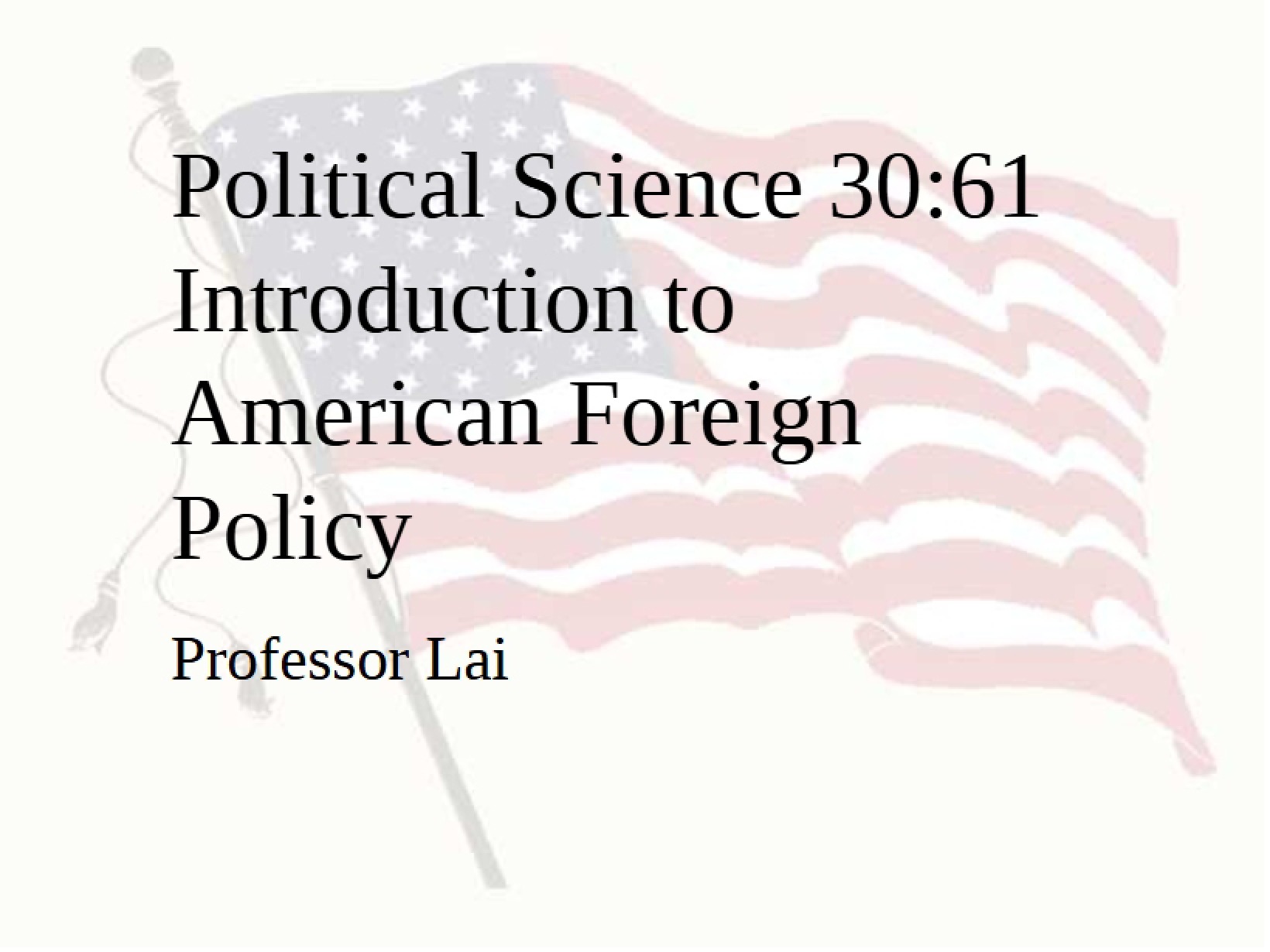 American Foreign Policy Intro