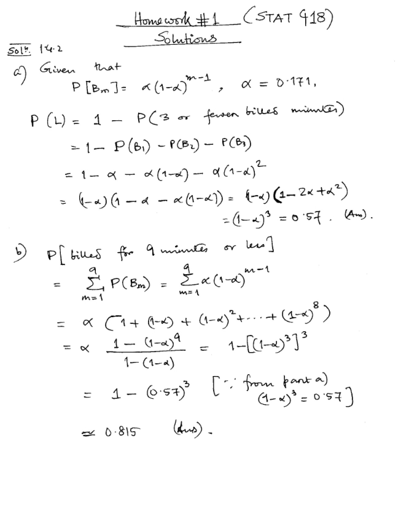 First Homework Solutions