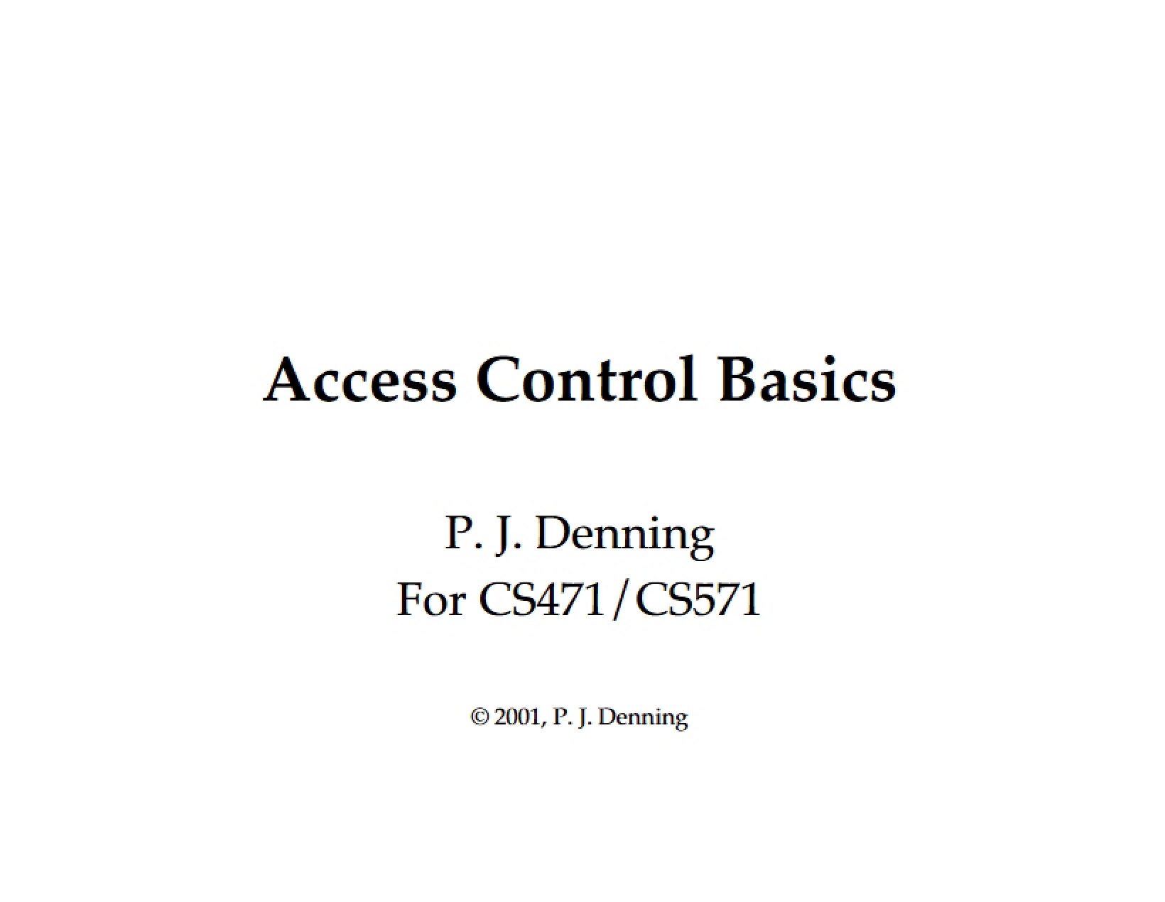 Fundamentals of Access Control