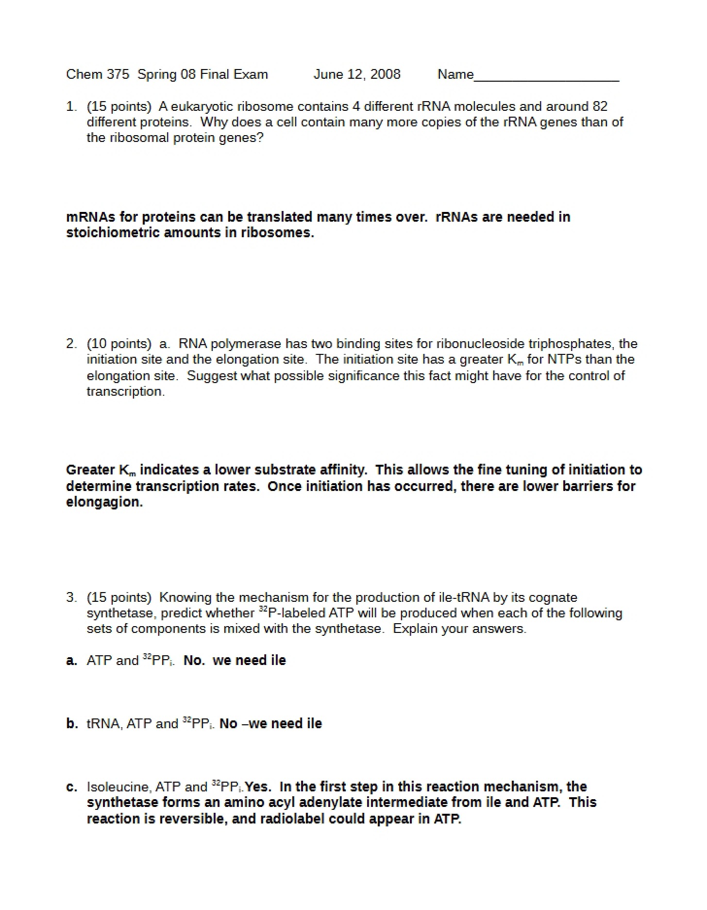 Final Exam Solutions