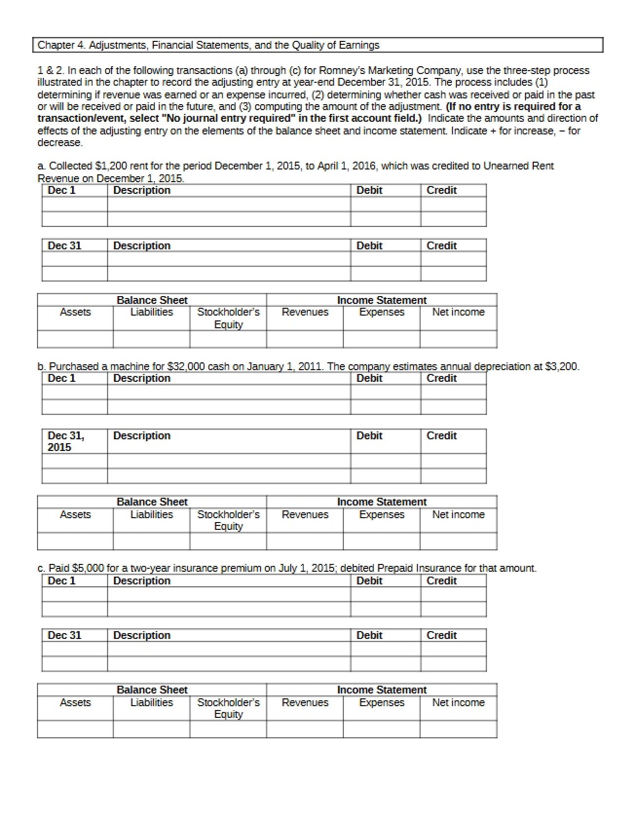Adjustments and Financial Statements (Chapter 4)