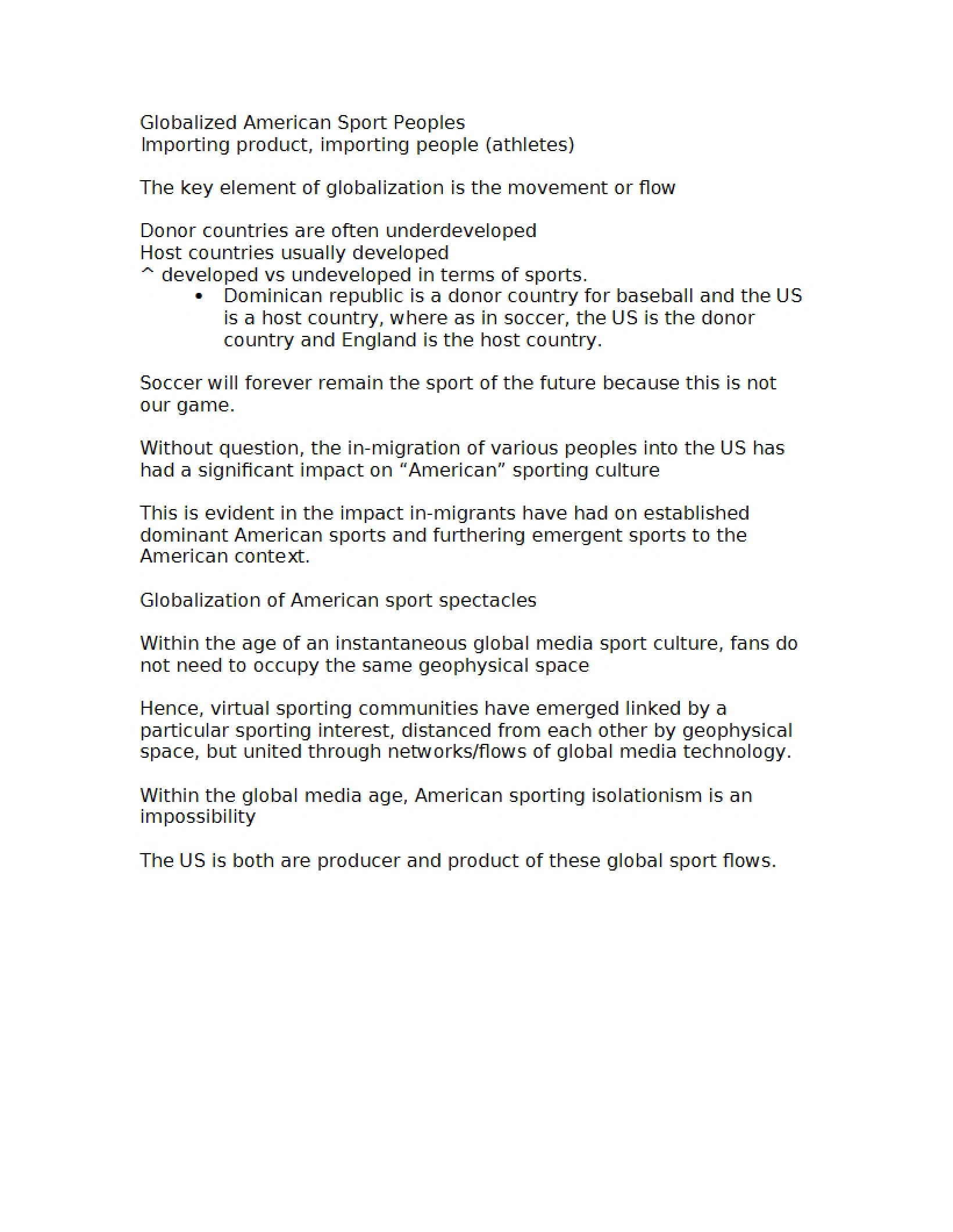 Sociology of Sport Notes