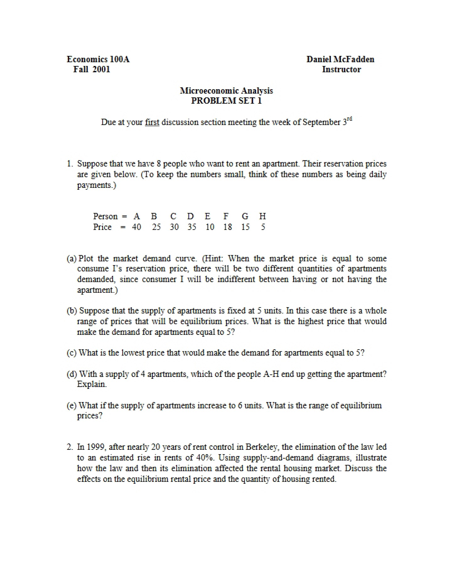 Problem Set One Micro Analysis
