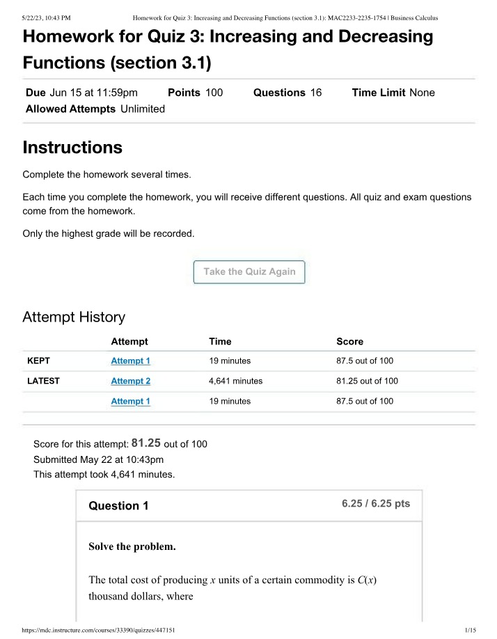 MAC2312 - Homework 3