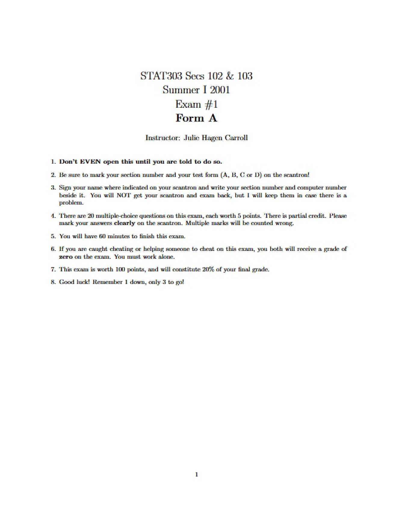 Exam 1 - Statistical Methods