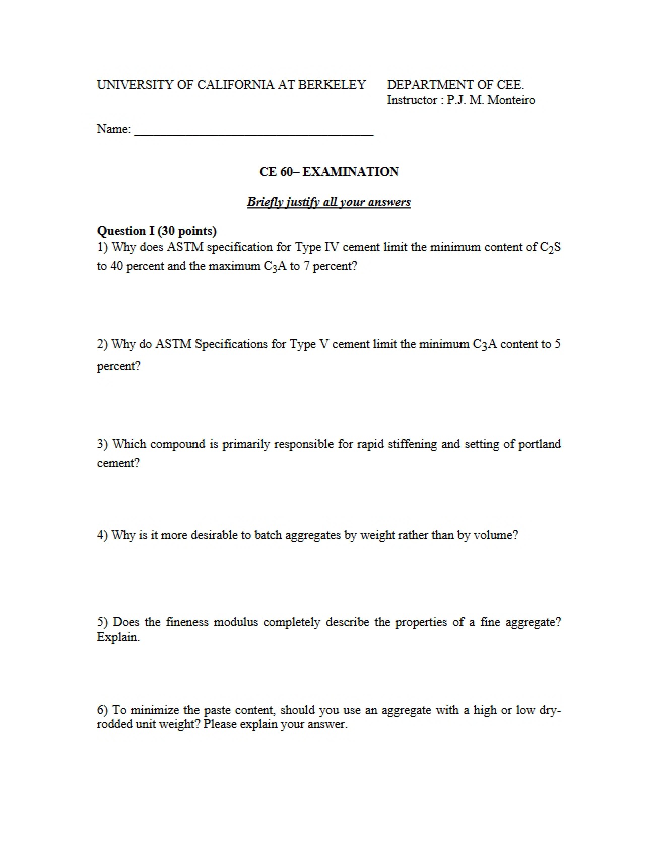 Examination for CE 60