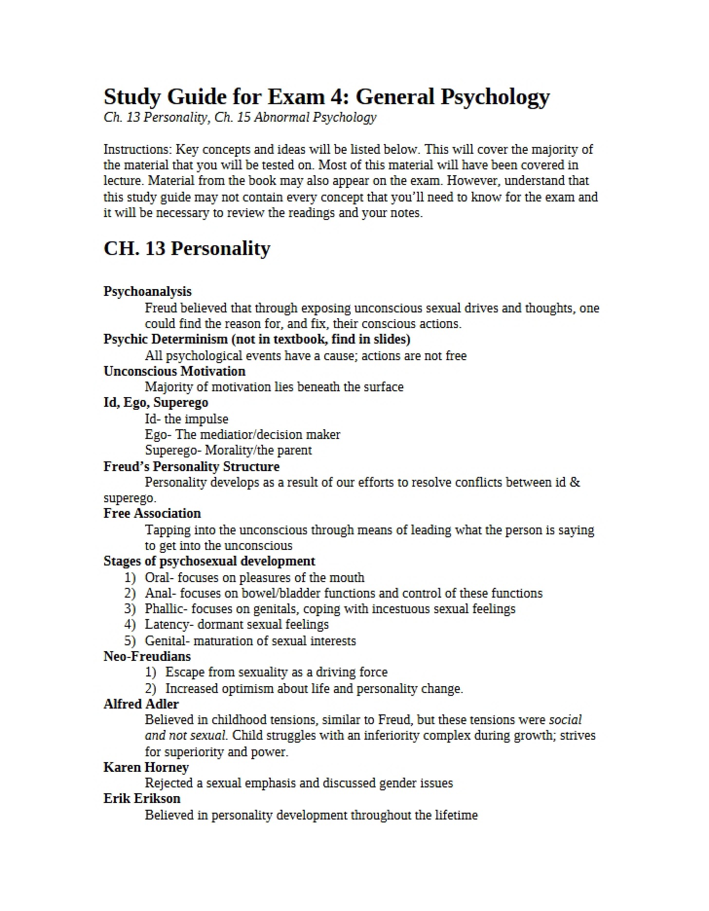 Study Guide Exam 4