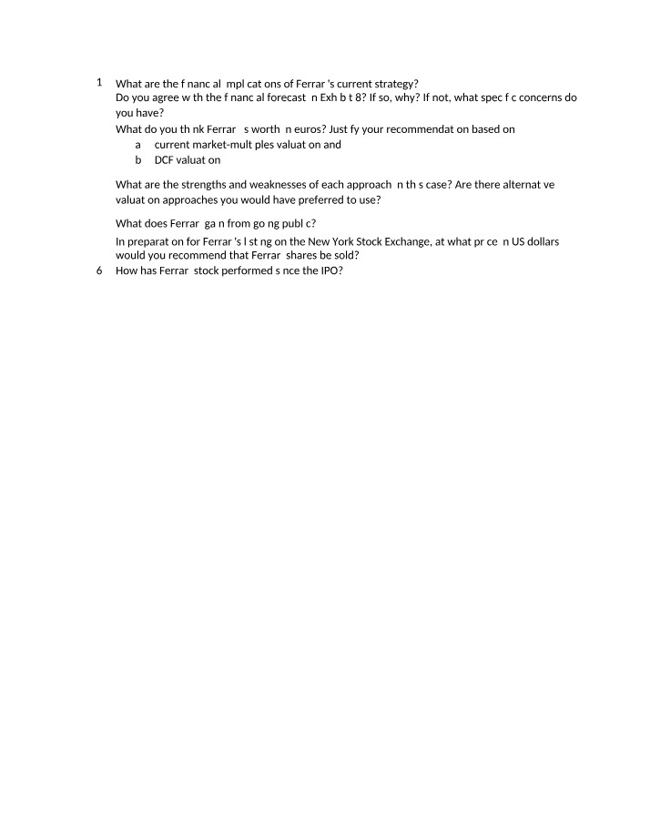 Ferrari Case Questions