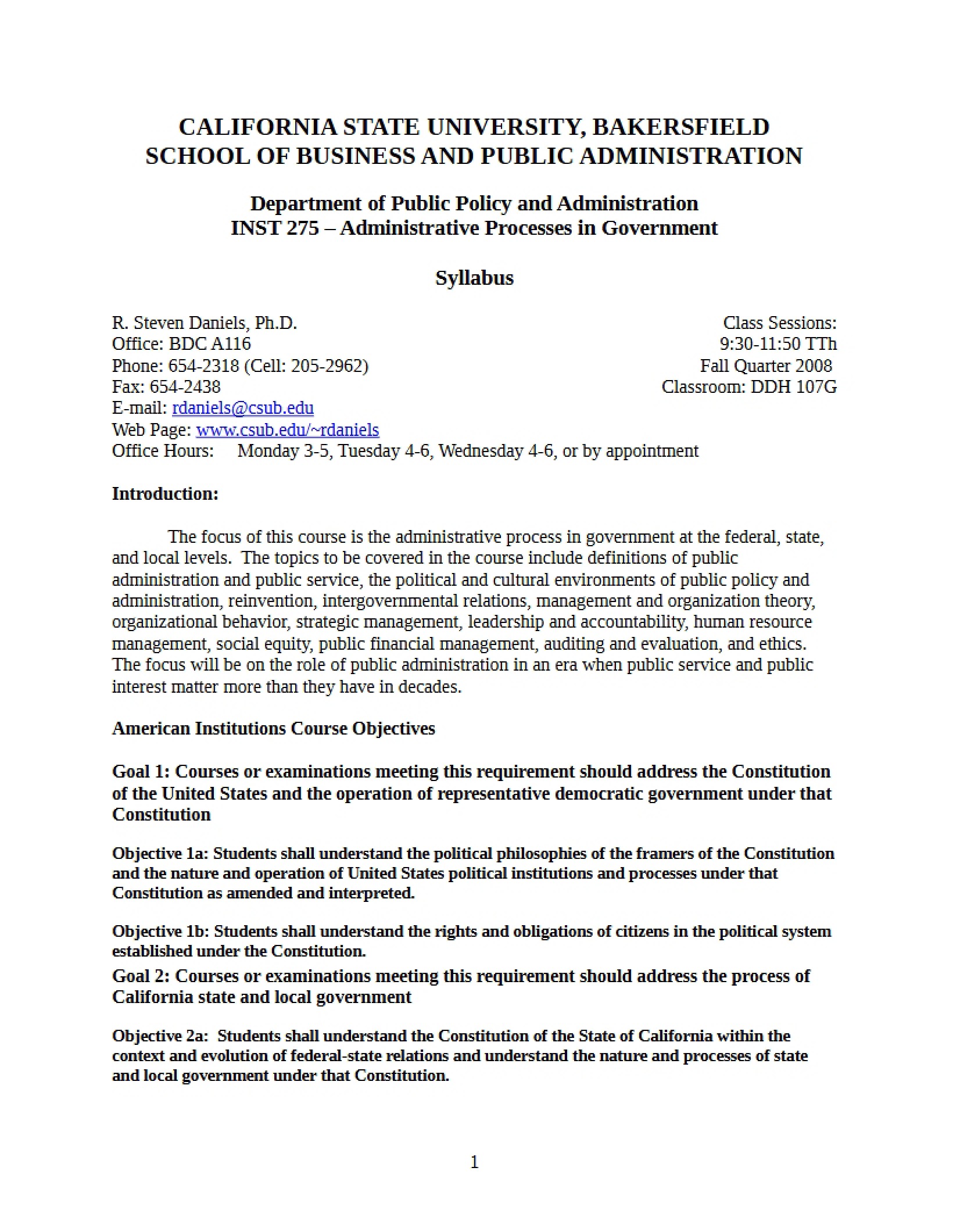 Government Administrative Processes Syllabus