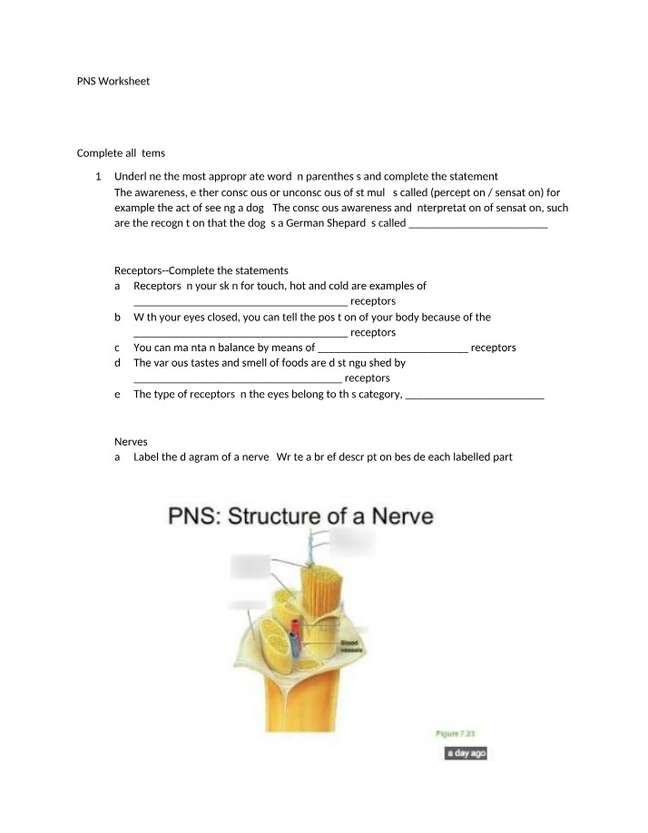 Worksheet for PNS
