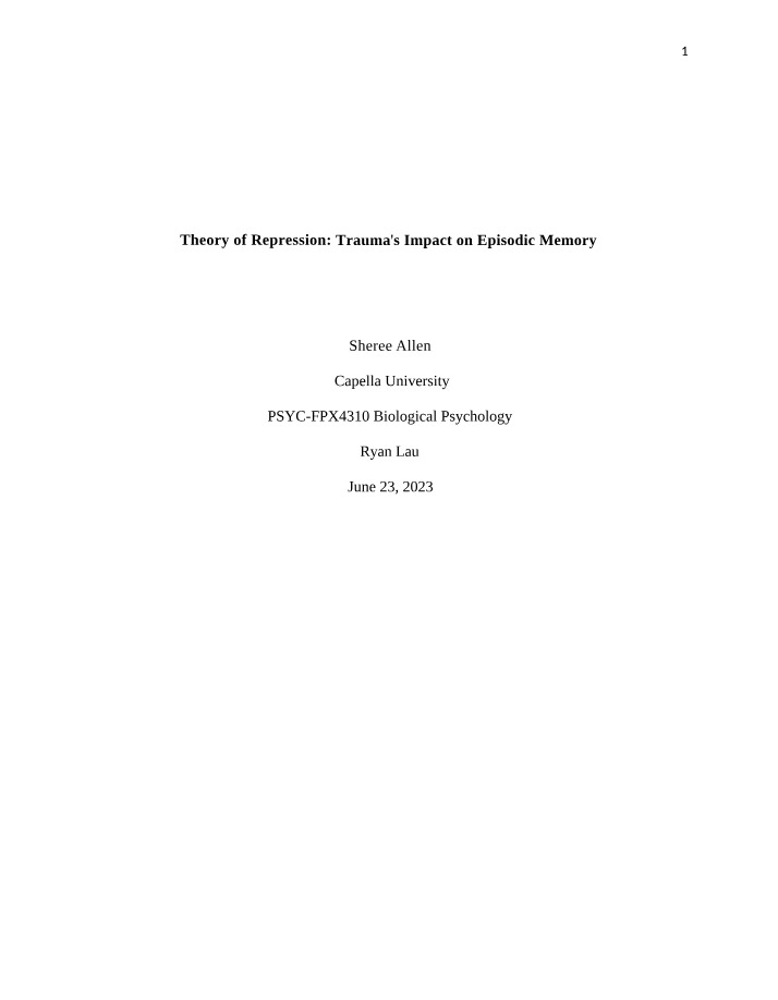 Repression Theory - Trauma's Impact on Episodic Memory