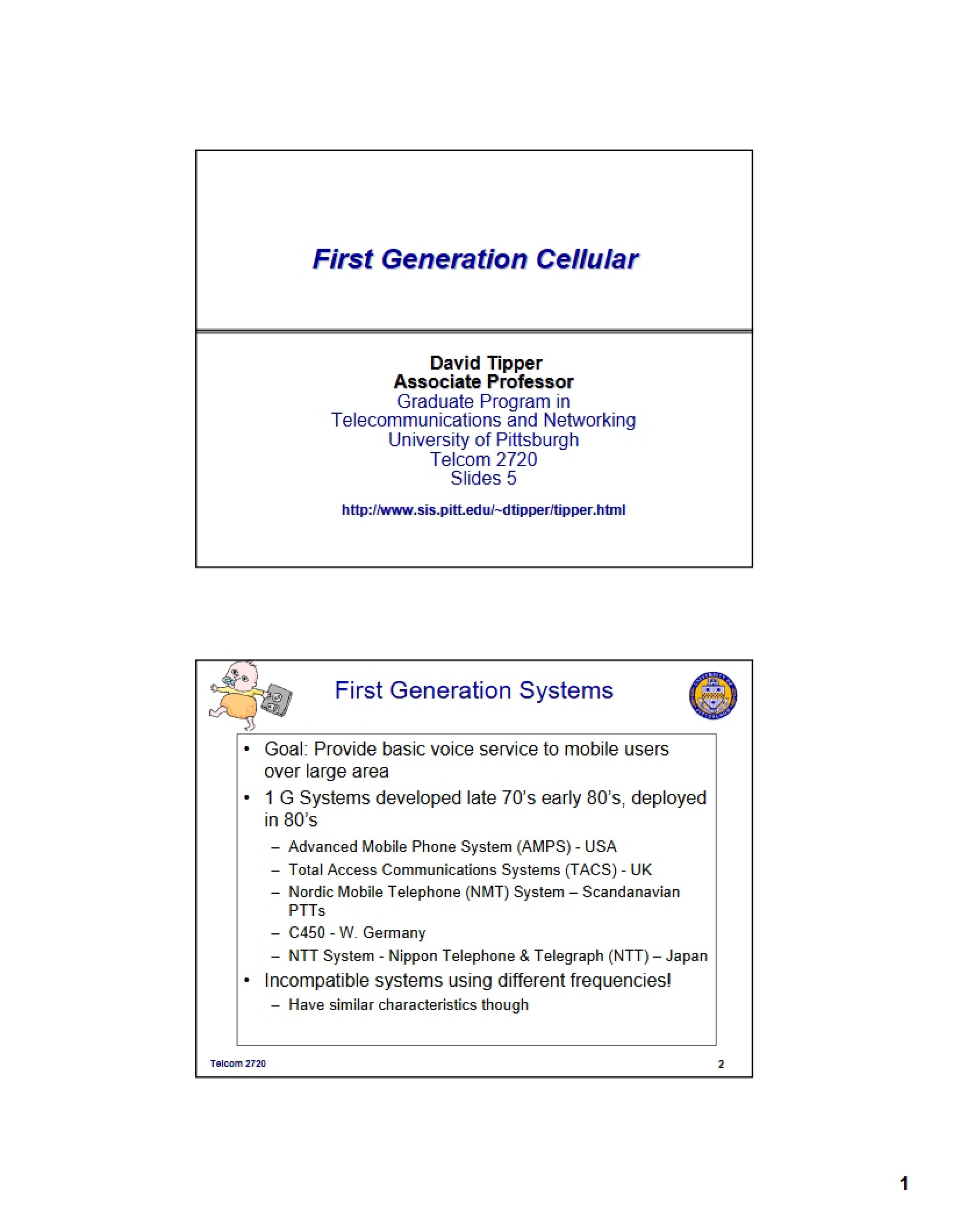 Cellular Networks First Generation