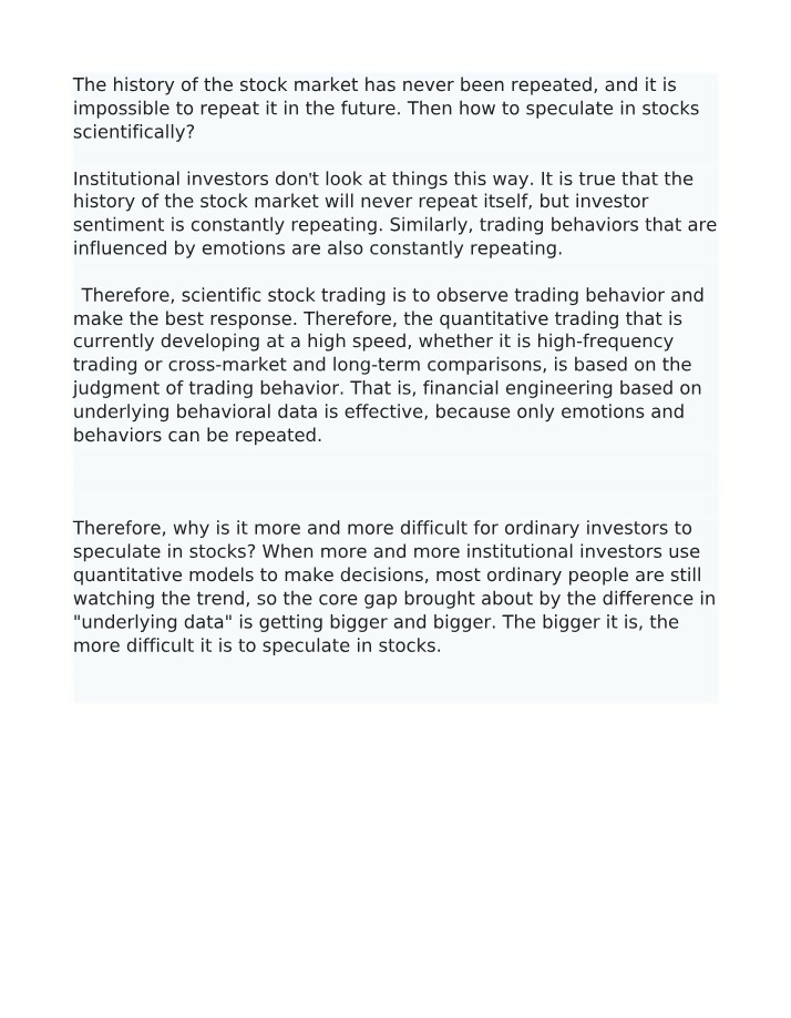 Analysis of Stock Market Speculation